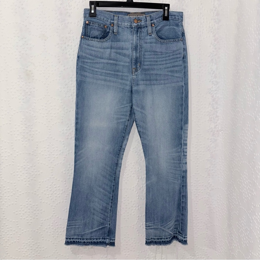 Point Sur Mens Size 28 Light Wash Straight Leg Distressed Raw Hem Denim Jeans